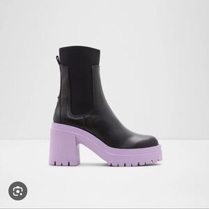 Aldo Black and Lavender Heeled Boots